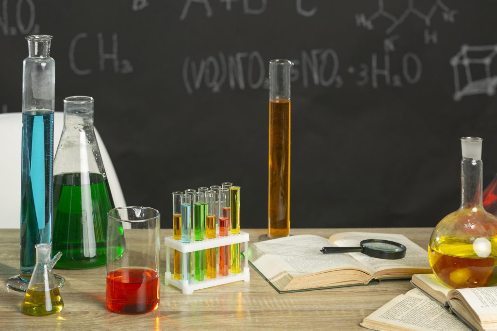 close-up-laboratory-test-tubes